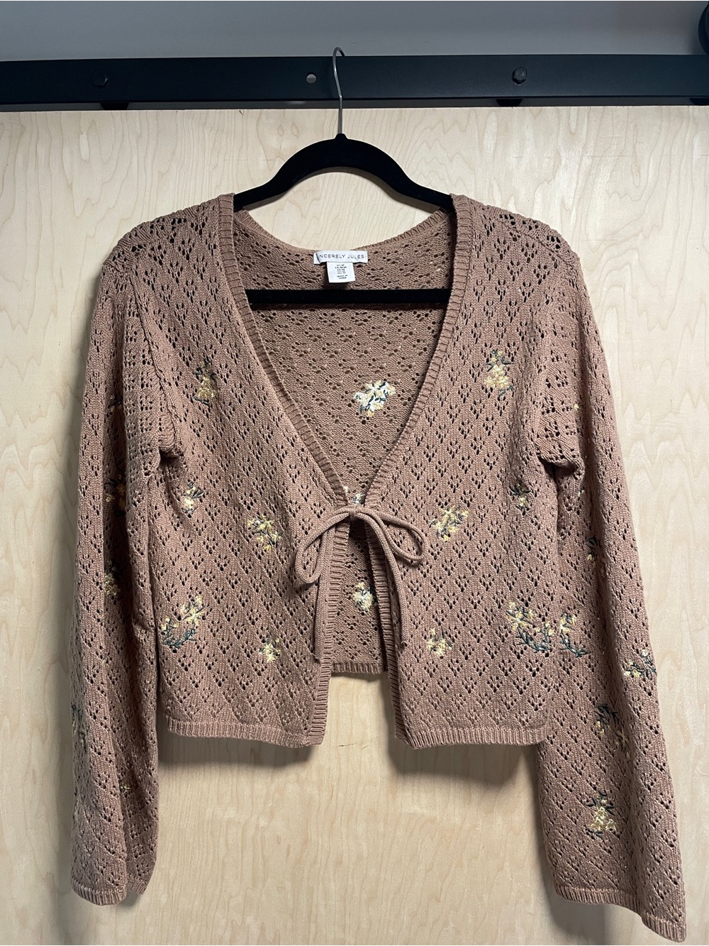 Sincerely Jules Dusty Mauve Floral Tie-Front Cropped Cardigan